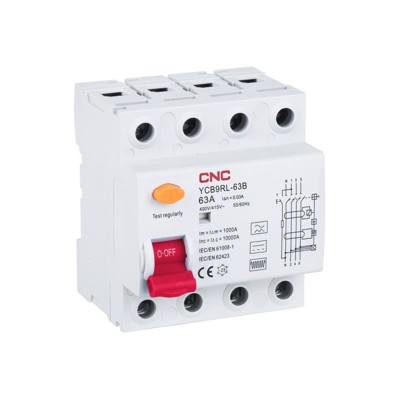 YCB9RL-63B 40А 3P+<wbr>N 6кА 30мА B (электромагнитный)