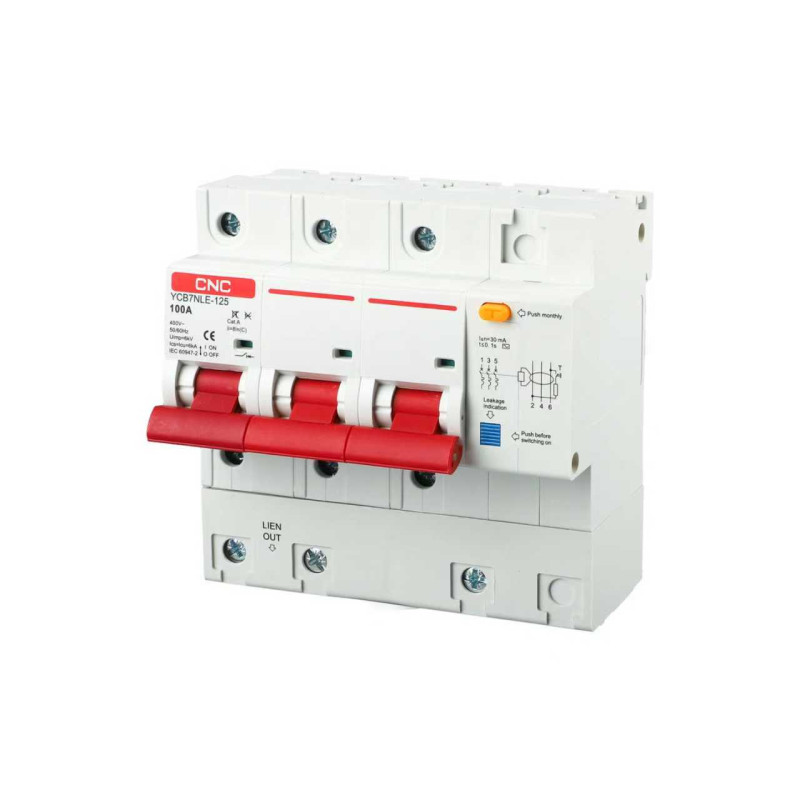 YCB7NLE-125 100A 3P 6kA 300mA K AC