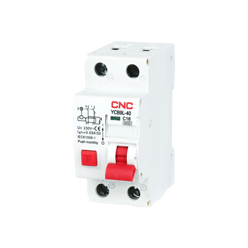 YCB9L-40 1P+<wbr>N 16A C тип AC 30мА 6кА (электрон.)